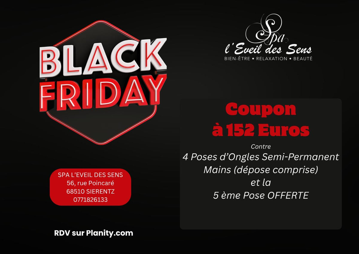 COUPON 152€  4 poses d'Ongles Semi-Permanent Mains + 1 offerte