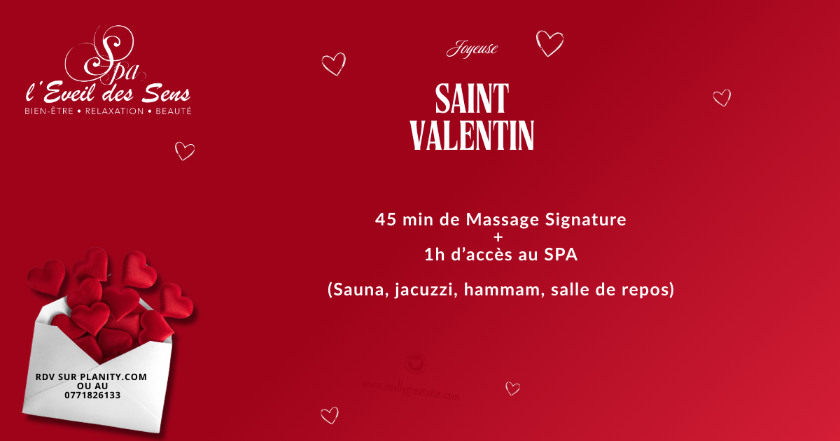 Formule Saint Valentin en SOLO- 45min de Massage Signature + 1H d'accès au SPA