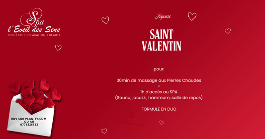 Formule Saint Valentin en DUO- 30min de Massage aux Pierres Chaudes + 1H d'accès au SPA